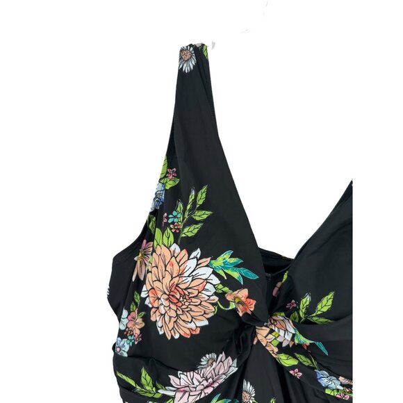 Swimsuits For All Floral Print Swimsuit Swimdress Black & Multicolor - Picture 13 of 13